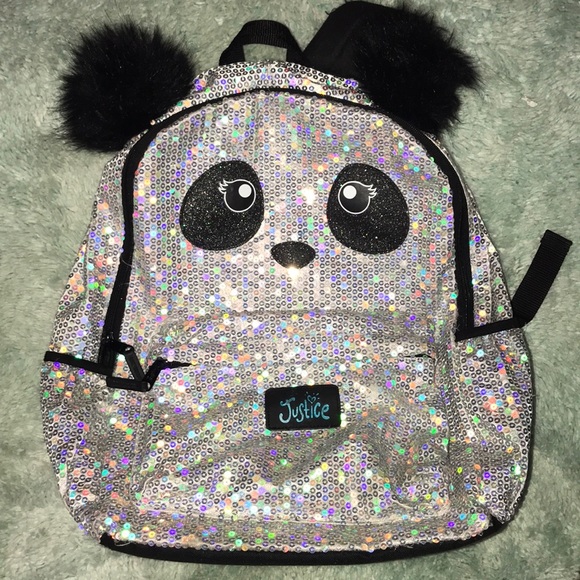 justice sequin panda backpack